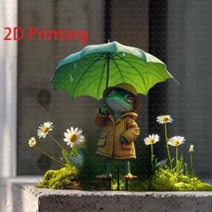 2D Flat Cute Frog Garden Plastic Sign Umbrella Pot Decoration Natural Look - Picture 1 of 5