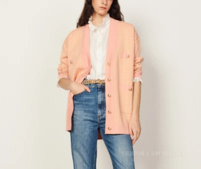 Sandro Women's Cardigan Size 1 / S Houndstooth SFPCA00310 - Image 1 of 4