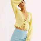 Buckle Free People Yellow Run With Me Cropped Cardi Top M