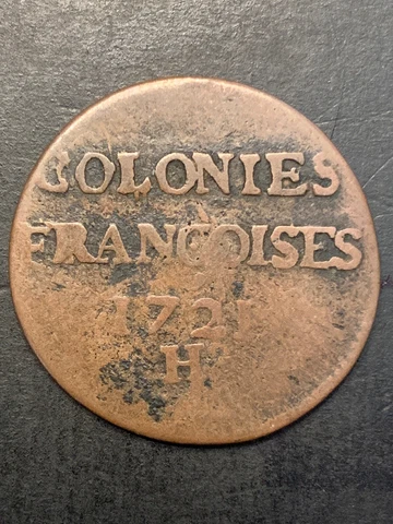 French Colonies 9 Deniers  KM# 5.2 1721 H  ⚜️🌀🔷 Cover