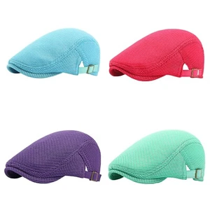 Mens Summer Newsboy Ivy Gatsby Cap Mesh Cabbie Golf Driving Sun Flat Beret Hat - Picture 1 of 15