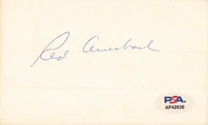 RED AUERBACH AUTOGRAPHED INDEX CARD PSA BOSTON CELTICS - Picture 1 of 2