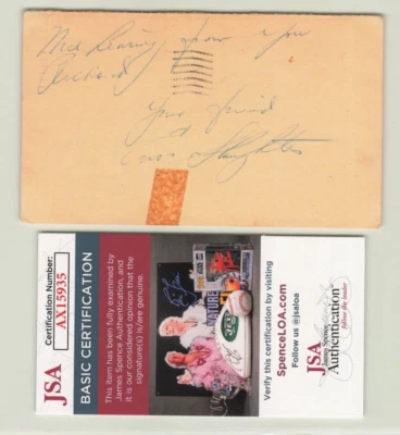 ENOS SLAUGHTER SIGNED GPC Government Postcard 1954 Yankees HOF, JSA COA.  B1 - Image 1 of 2