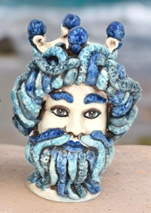 Sculpture Head Of Triton IN Ceramic Man Medusa Sea Artisan Mythology) - Picture 1 of 5