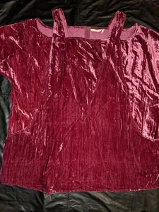 Tunica Estelle in velluto schiacciato morbido dintorni taglia 2X tasche lampone - Foto 1 di 12