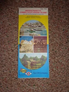 Mapa vintage de Massachusetts Connecticut Rhode Island de 1972 - ""73 Sun Oil Co.  - Imagen 1 de 3