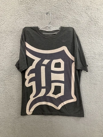 Detroit Tigers Shirt Mens Large Gray Short Sleeve Crewneck Stretch Baseball Nike Cover
