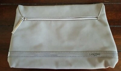 LANCOME Grey Faux Suede Zippered Cosmetic Makeup Bag Pouch - NEW - Image 1 of 3