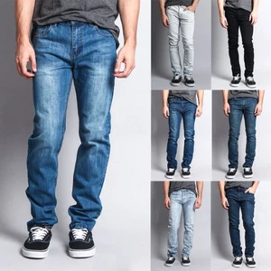 Victorious Men's Premium Washed Denim Pants Skinny Fit Stretch Jeans - DL1004 - Picture 1 of 41