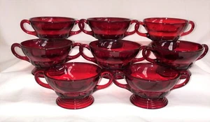 8 New Martinsville MOONDROPS RED *4 1/4" CREAM SOUP BOWLS* - Picture 1 of 2