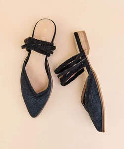 New Mi.iM MiiM Akemi Black Hand Braided Pointed Toe Mules Slides 6 USA LAST ONE! - Picture 1 of 3