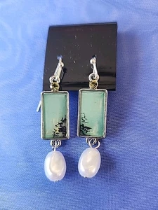 Neu Ohrhänger Blumen Perle Ohrhänger Silber Creolen hypoallergen Boho Geschenkidee - Bild 1 von 5