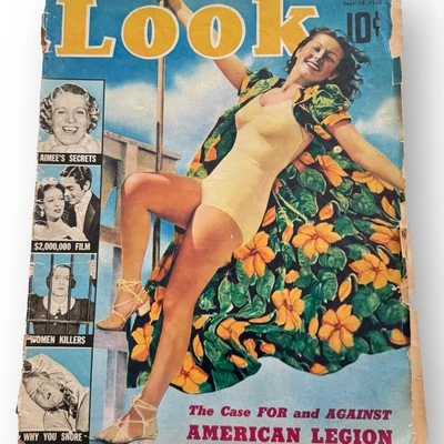1938 September 13th LOOK Magazine Mitzi Uehlein Leggy Cheesecake Pinup Cover - Image 1 of 4