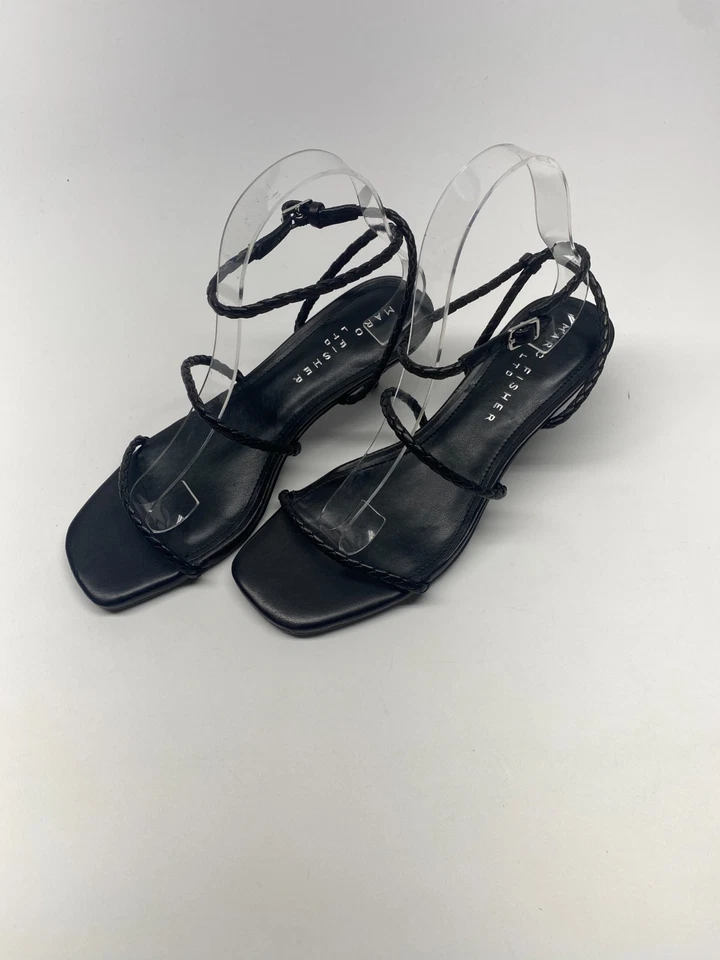 Sandalia Marc Fisher LTD para mujer Beylee negra con correa en el tobillo tacón de gatito talla 7,5 Foto 1 de 4