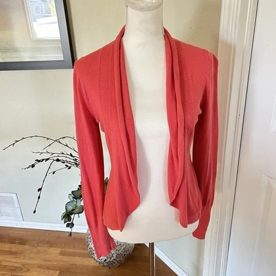 Cárdigan Anthropologie Angel of the North Drapeado Coral Abierto en Mujer’s Med Foto 1 de 4