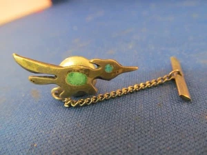 VINTAGE STERLING SILVER & TURQUOISE ROAD RUNNER TIE TACK - Bild 1 von 2