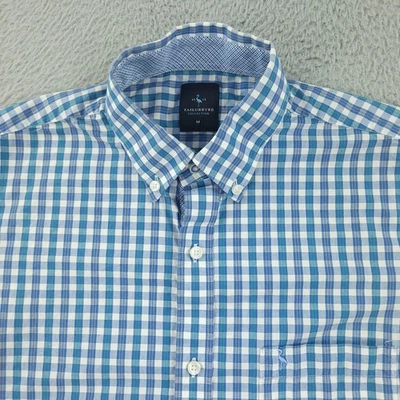 Camisa TailorByrd Para Hombre Mediana Azul Verde Cuadros Manga Corta Con Botones Foto 1 de 4