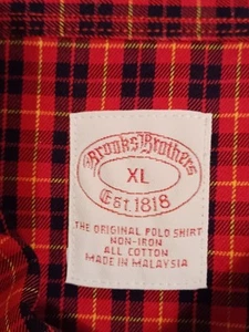 Brooks Brothers Plaid 100% Cotton Flannel Men's XL Check Red Black Yellow Tartan - Picture 1 of 5