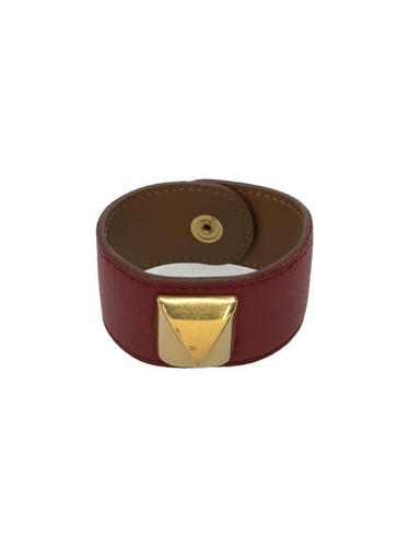HERMÈS Bracciale HERMES Medor parti in metallo graffiate braccialetto pelle ROSSO donna