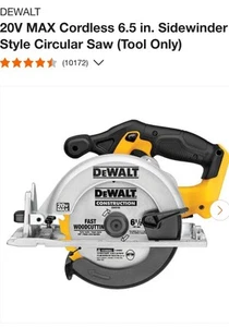 DEWALT DCS391B 20V MAX Brushed Li-Ion 6-1/2 in. Circular Saw (Tool Only) New - Picture 1 of 2