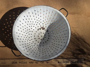 Vintage Enamelware Strainer Colander White W/Black Trim 10.5” Rustic Farmhouse  - Picture 1 of 4