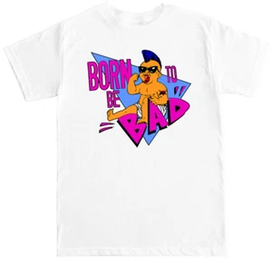 CAMISETA DE PELÍCULA BORN TO BE BAD ARNOLD MOVIE DIVERTIDO HUMOR RETRO GEMELOS NEGROS - Imagen 1 de 2