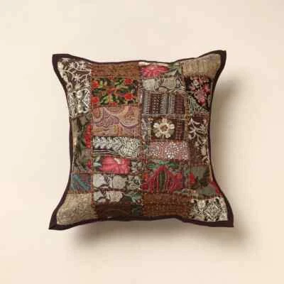 Handmade Patchwork Khambadia Cushion Cover Sofa Decor Indian Pillow Cover 16x16 - Image 1 of 3