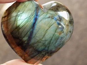  LABRADORITE SPECTROLITE MADAGASCAR POLISHED HEART 3429 - Picture 1 of 12