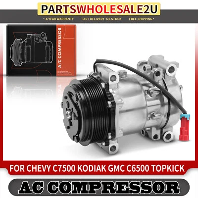 Compresor de aire acondicionado con polea de 7 ranuras para Chevy C7500 Kodiak C8500 GMC C6500 Topkic Foto 1 de 4