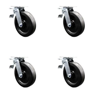 8 Inch Phenolic Caster Set with Roller Bearings and Total Lock Brakes SCC - Imagen 1 de 5