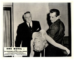 She Devil Original Lobby Card Jack Kelly Carrying Busty Mari Blanchard Horror