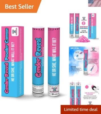 Exciting 12-inch Gender Reveal Powder Cannons - Pink or Blue for Baby Showers - Image 1 of 4
