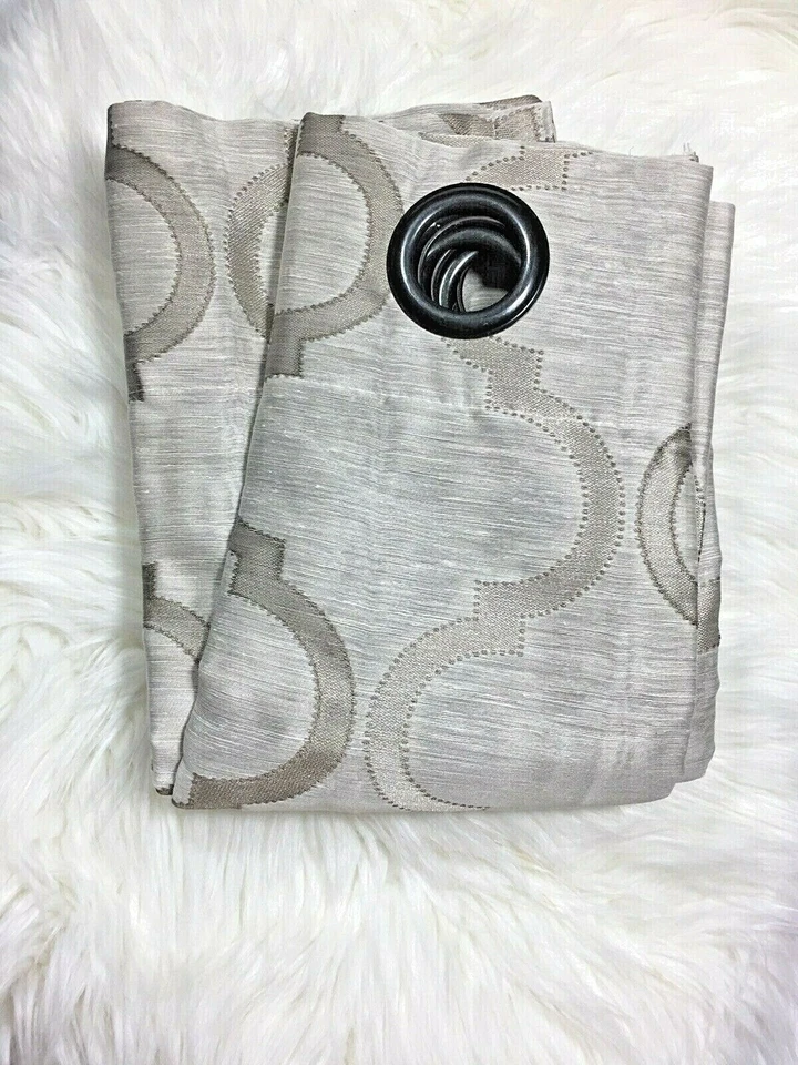 Softline Delilah 石米色天然索环顶部单窗帘面板 51 x 84  — 第 1/4 张图片