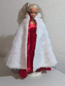 Mattel Barbie Winter Christmas Doll with Red Dress Fur Cape and Shoes - Picture 1 of 6