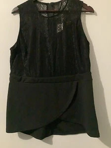 CROSSROADS Size XXL Black Lace Peplum Top Shirt Blouse Gorgeous New With Tags - Picture 1 of 8
