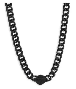 Harley-Davidson Men's 24 in. Bar & Shield Curb Link Chain Necklace, Matte Black - Picture 1 of 1