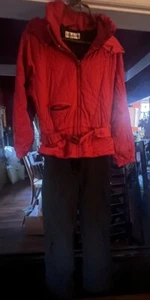 Vintage Nils Skiwear Women's Red Black Ski Snow Insulated Zip Off Jacket Hood 12 - Picture 1 of 10