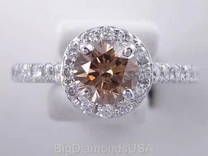 1.58 CARATS TW ROUND CUT DIAMOND ENGAGEMENT RING  NATURAL CHOCOLATE VS2 $2,490 - Picture 1 of 9