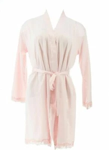 Rhonda Shear Satin Lace Robe, Light Pink, XL - Picture 1 of 4