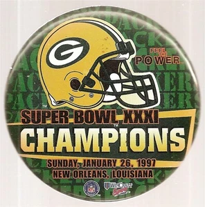 Green Bay Packers Super Bowl 31 Chasmpions (b) NFL Football Button Pin - Picture 1 of 1