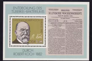 DDR MNH ** Blocco 67 SC 2248 Robert Koch - Foto 1 di 1