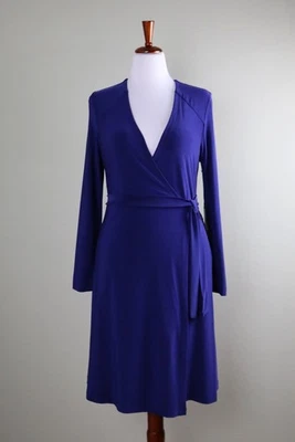 KOMAROV NWT $158 Slinky Stretch Solid Blue True Wrap Dress Size Large - Image 1 of 4