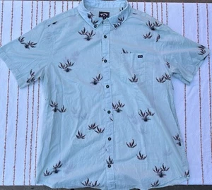 Billabong Men's Hawaiian Shirt Medium Blue Floral Short Sleeve with Button-Up - Picture 1 of 3