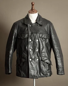 Vintage 1970s German Leather Police Patrol Jacket - Medium (42) - Picture 1 of 14