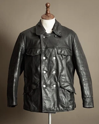 Vintage 1970s German Leather Police Patrol Jacket - Medium (42) - Image 1 of 4