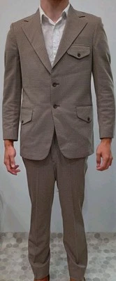 Vintage Warren Sewell Brown Twid Suit Pants 36R 70s? Retro Groovy  - Image 1 of 4