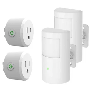 Paquete de 2 interruptores de sensor de movimiento con toma de corriente, enchufe de sensor de movimiento inalámbrico PIR con... - Imagen 1 de 7