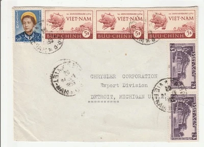 Vietnam 'Cubierta' Saigón a: Detroit, Mich. "24.12.53" Foto 1 de 2