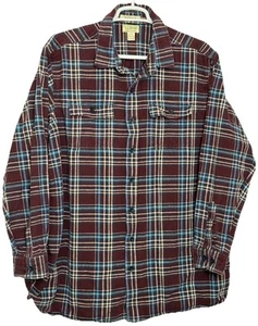 LL Bean Shirt 2XL Tall Chamois Cloth Flannel Long Sleeve Button Vintage Red EUC - Picture 1 of 4