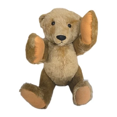 复古 HTF STEIFF 404894 TEDDY BEAR "25 TALL BROWN FUR GROWLER 带衣服 — 第 1/4 张图片